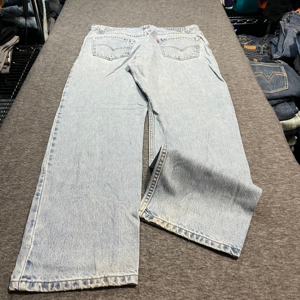 Levis 505 Vintage 90s Mens 36x30 Regular Fit Straight Leg Light Wash Denim Jeans